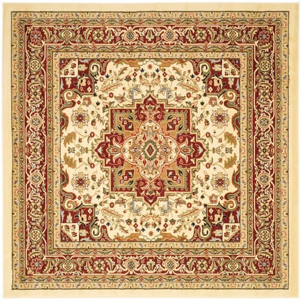 Lyndhurst Ivory/Red 5 ft. x 5 ft. Square Border Area Rug