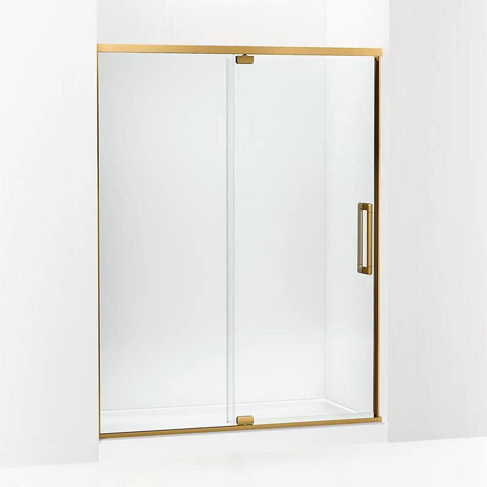 Statement 60 in. W x 76 in. H Pivot Framed Shower Door in Brass Finish with Clear Glass price history on PriceWatchPro