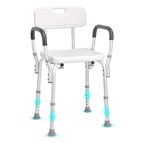Shower Chair with Back, Height Adjustable Bath Seat, Non-Slip Shower Bench for Shower Tub, 350 Lbs Capacity