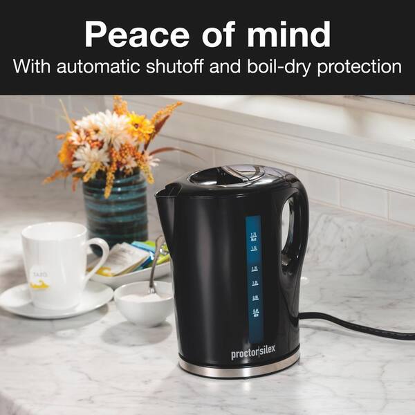 Kenmore Double-Walled Glass Electric Kettle 1.7L, Digital Temperature Control with 4 Pre-Sets, Black