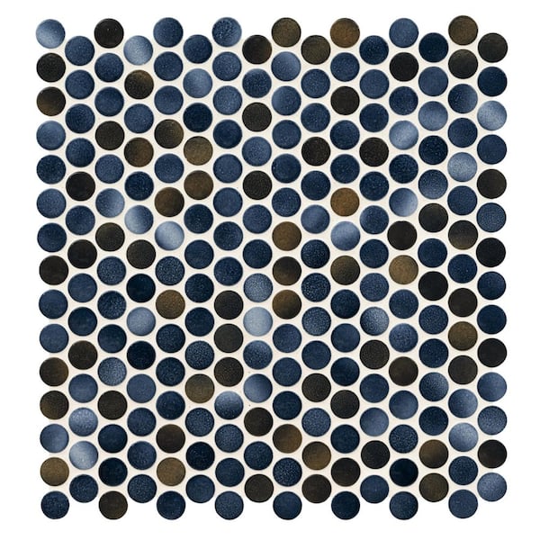 MSI Penny Round Azul 12 in. x 13 in. x 6 mm Porcelain Mesh-Mounted Mosaic Tile (14.36 sq. ft. / case)