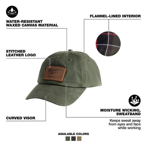 Milwaukee Waxed Canvas Adjustable Hat-Green M772E - The Home Depot