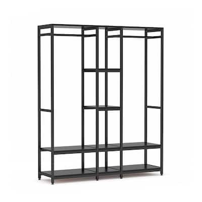 Cynthia Black Freestanding Closet Organizer Garment Rack with Shelves and Hanging Rods