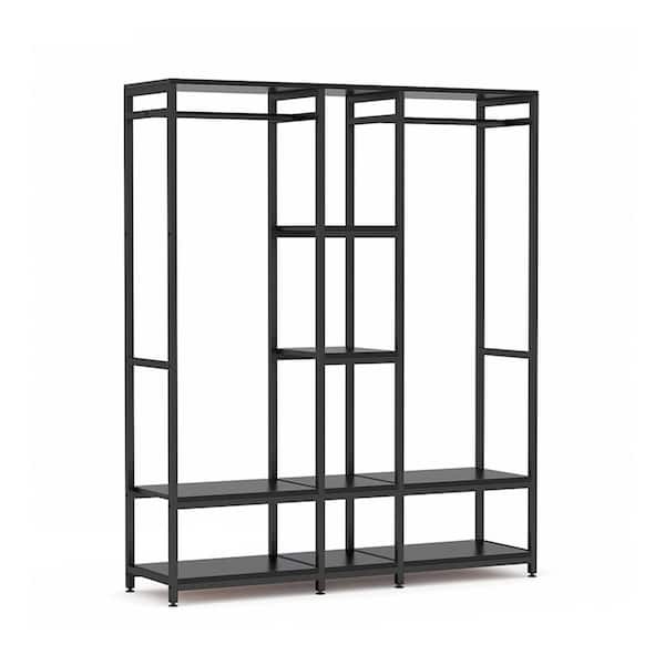Tribesigns Cynthia Black Freestanding Closet Organizer Garment Rack with Shelves and Hanging Rods