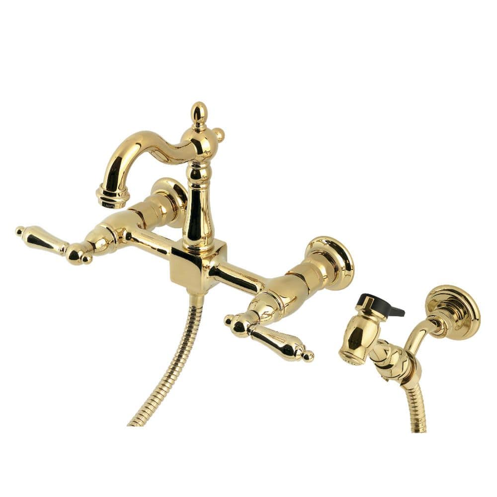 Heritage 2-Handle Wall-Mount Standard Kitchen Faucet in Polished Brass price history on PriceWatchPro
