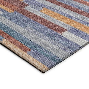 Yuma Blue 1 ft. 8 in. x 2 ft. 6 in. Geometric Indoor/Outdoor Washable Area Rug