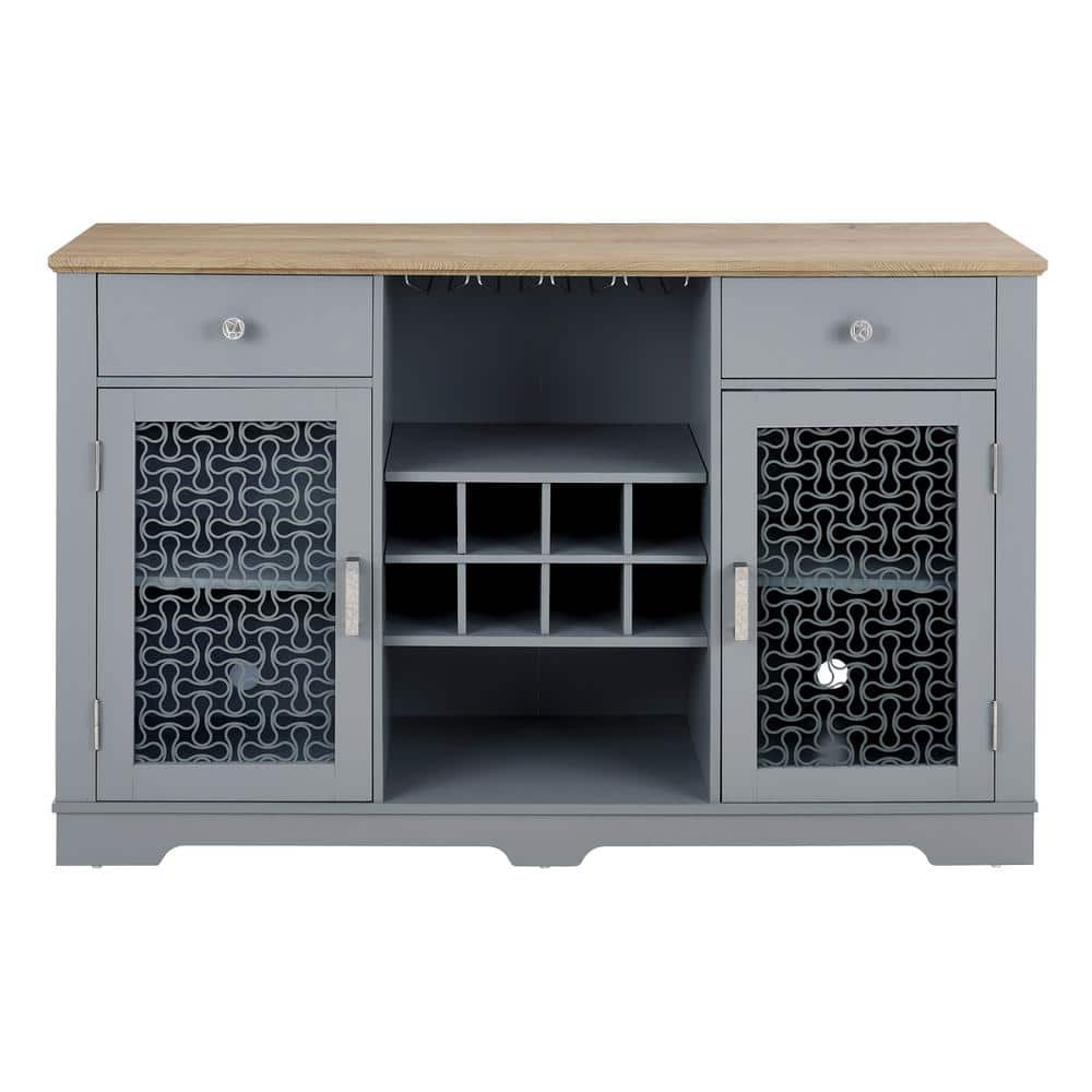 Modern Light Blue MDF 56 in. Buffet Cabinet, Sideboard with 2 Drawers and Elegant Glass Door Cabinets -  Clihome, CL-YL87682