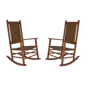 Oak Wood Outdoor Rocking Chair Hampton Porch Rocker, Porch Rocking Chair (Set of 2)