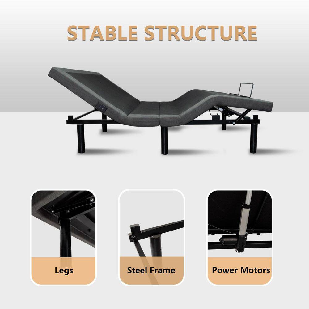 Black Queen Adjustable Bed Frame with Wireless Remote Control with USB Port - thumbnail 6