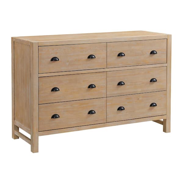 Alaterre Furniture Arden 6-Drawer Wood Double Dresser in Light Driftwood (56 in. W x 18 in. D x 36 in. H