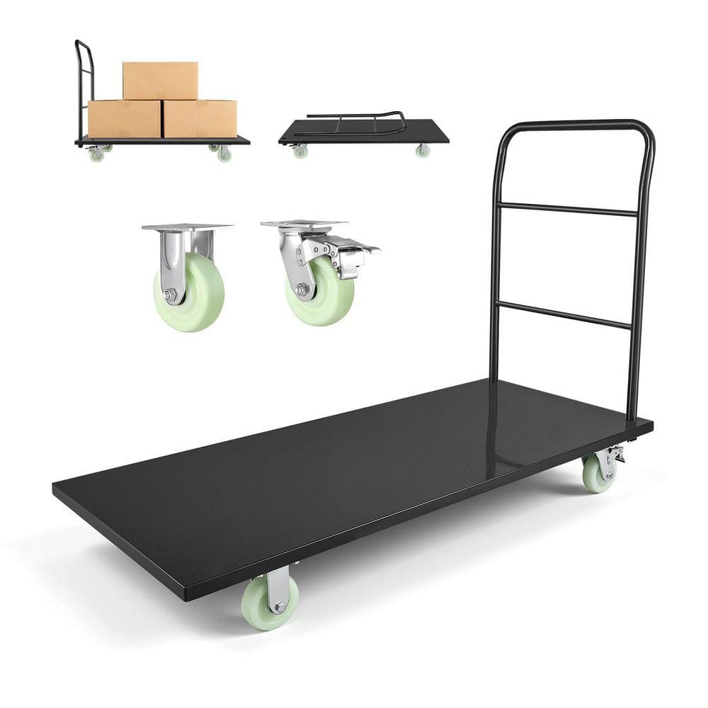 Heavy Duty Platform Truck, 2000 lbs. Capacity, Industrial Steel Flatbed Cart, Easy Storage, 60 x 27.6 x 42.9 in.
