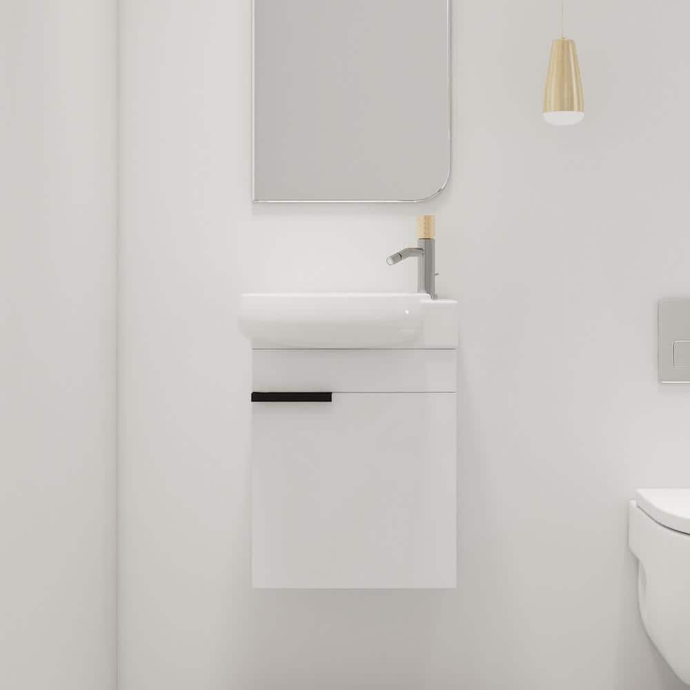 16.8 in. W x 11.6 in. D x 21.3 in. H Single Sink Wall-Mounted Bath Vanity i