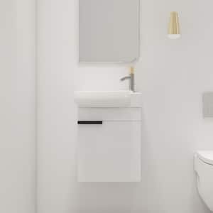 16.8 in. W x 11.6 in. D x 21.3 in. H Single Sink Wall-Mounted Bath Vanity in White with White Ceramic Vanity Top