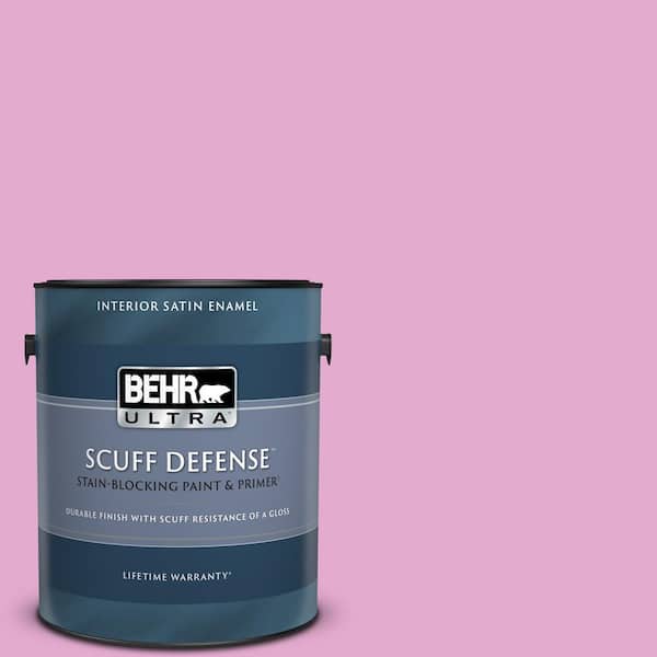 BEHR ULTRA 1 gal. #680A-3 Pink Bliss Extra Durable Satin Enamel Interior Paint & Primer