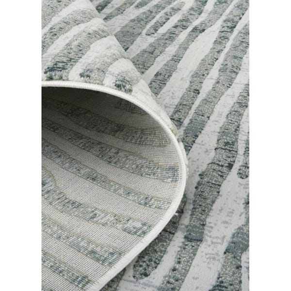 Gray, Ivory 3 ft. x 5 ft. Striped Area Rug