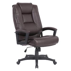 Executive Bonded Leather High Back Chair with Padded Loop Arms In Espresso