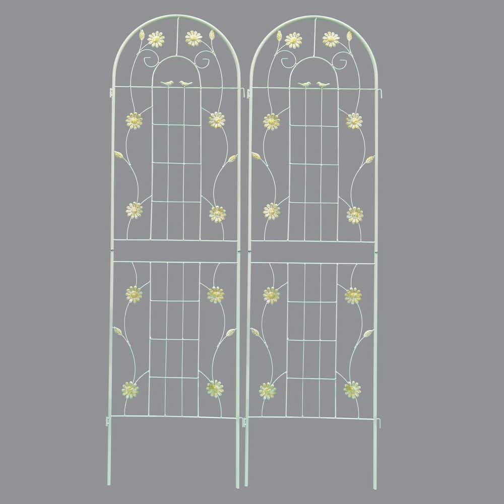 White 2 Pack 19.7 x 71 in. H Rustic Iron Arch Decoration Garden Trellis, Pe