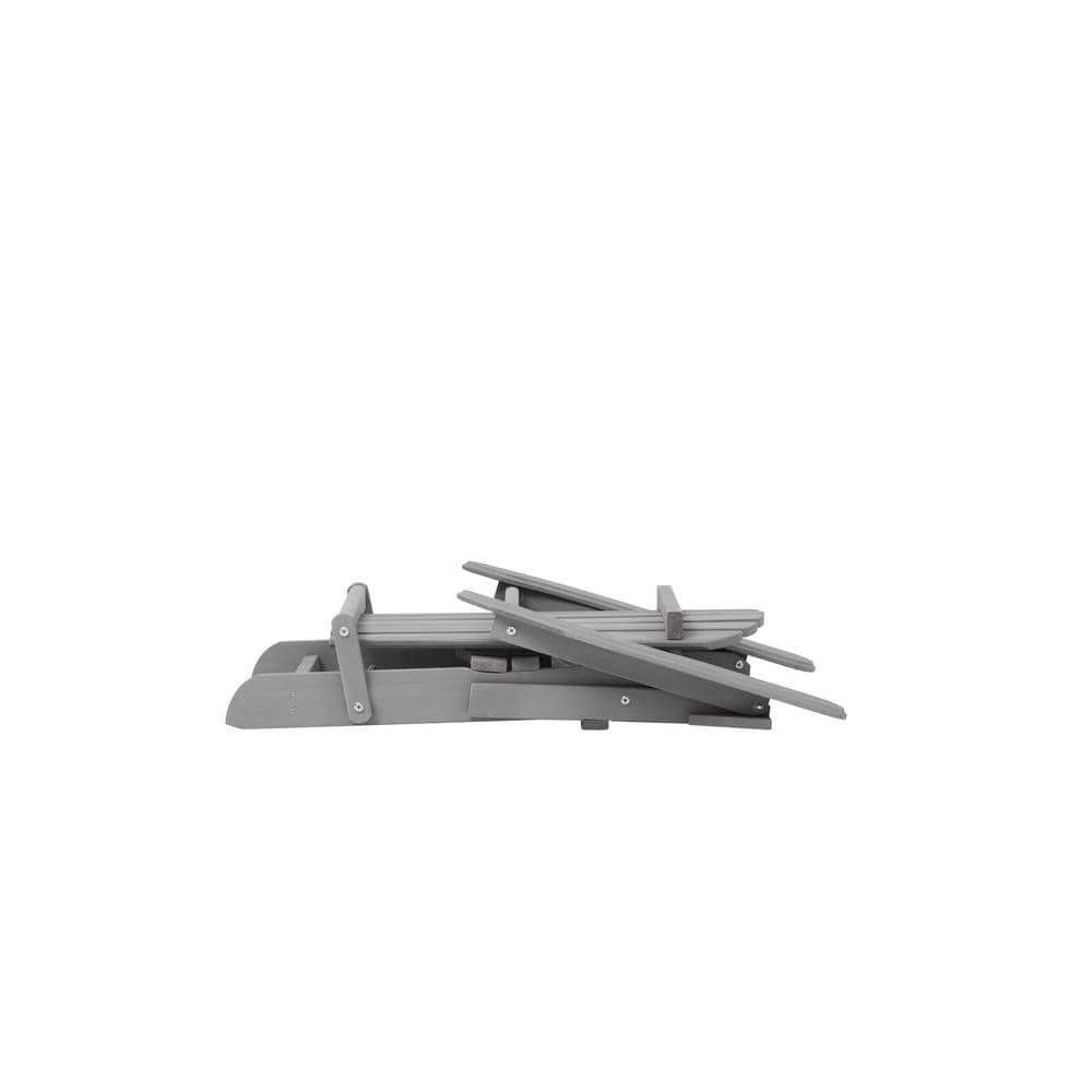 Gray Solid Wood Folding Adirondack Chair Set with Arms