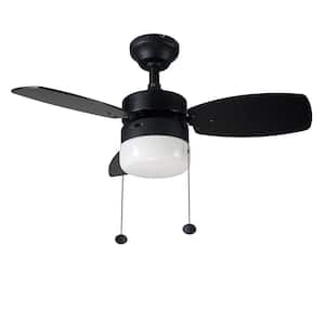 Triplicity 30 in. Indoor LED Matte Black Ceiling Fan with Light