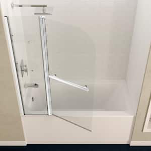 5 ft. Acrylic Left Drain Rectangle Tub in White with 48 in. W x 58 in. H Frameless Tub Door in Polished Chrome