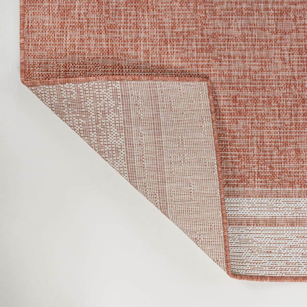 Alda Salmon and Cream 8' x 10' Synthetic Indoor/Outdoor Area Rug