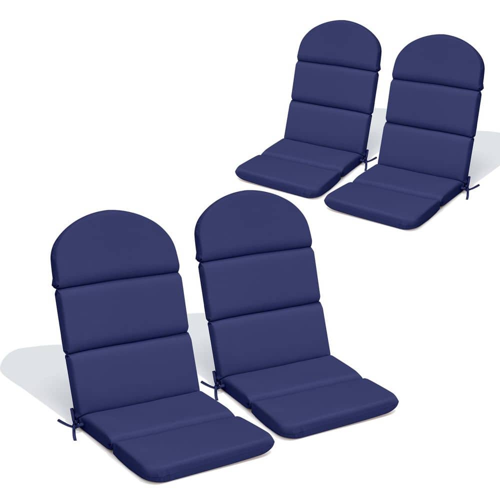 50 in. x 20 in. Adirondack Chair Cushion in Navy Blue 4-Piece 2.36 in. Thickened Patio High Back Cushion with 28D Sponge