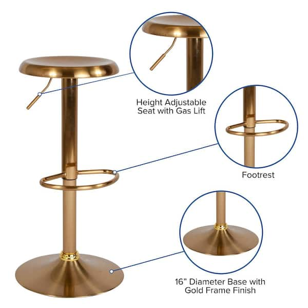 Carnegy Avenue 31 in. Adjustable Height Gold Bar Stool CGA-CH