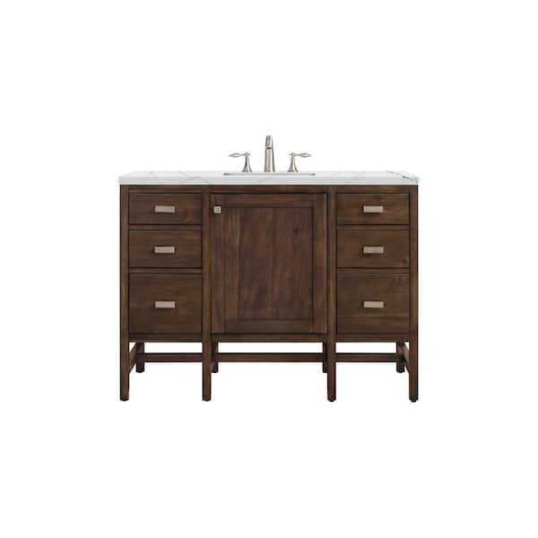James Martin Vanities Addison 48 in. W x 23.5 in. D x 35.5 in. H Bathroom Vanity in Mid Century Acacia with Ethereal Noctis Quartz Top
