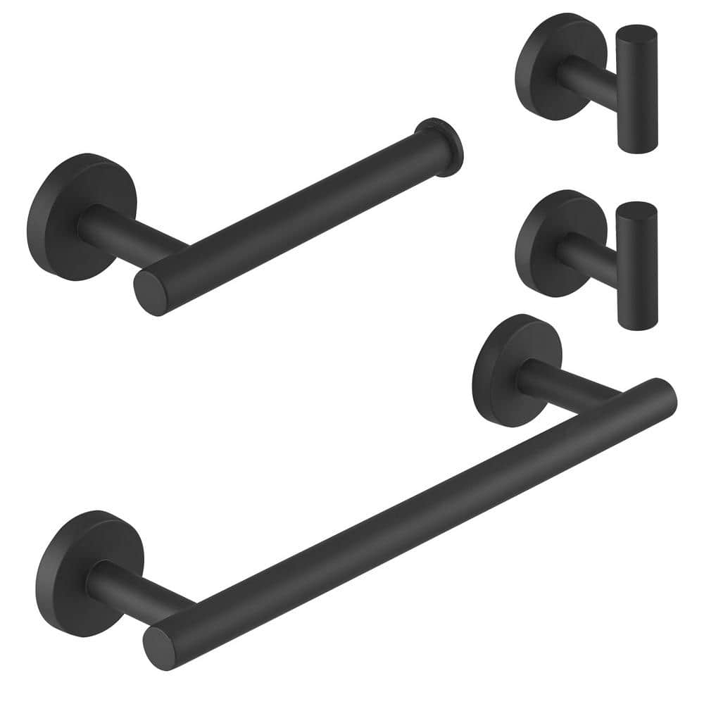 Matte Black Stainless Steel 4-Piece Bathroom Hardware Set