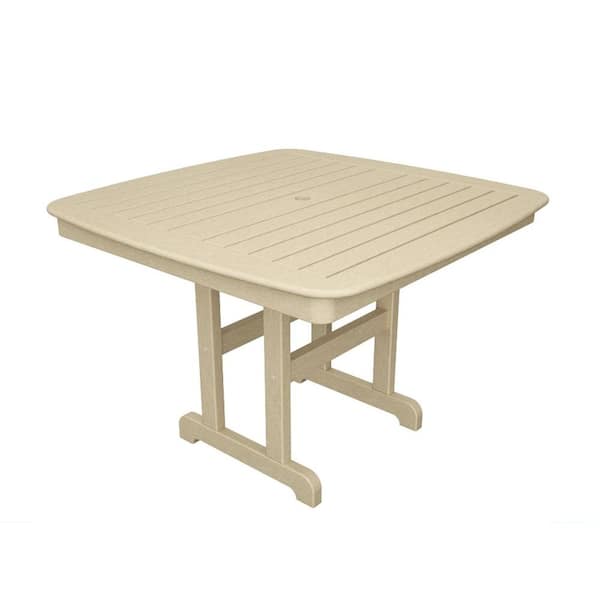 POLYWOOD Nautical 44 in. Sand Plastic Outdoor Patio Dining Table