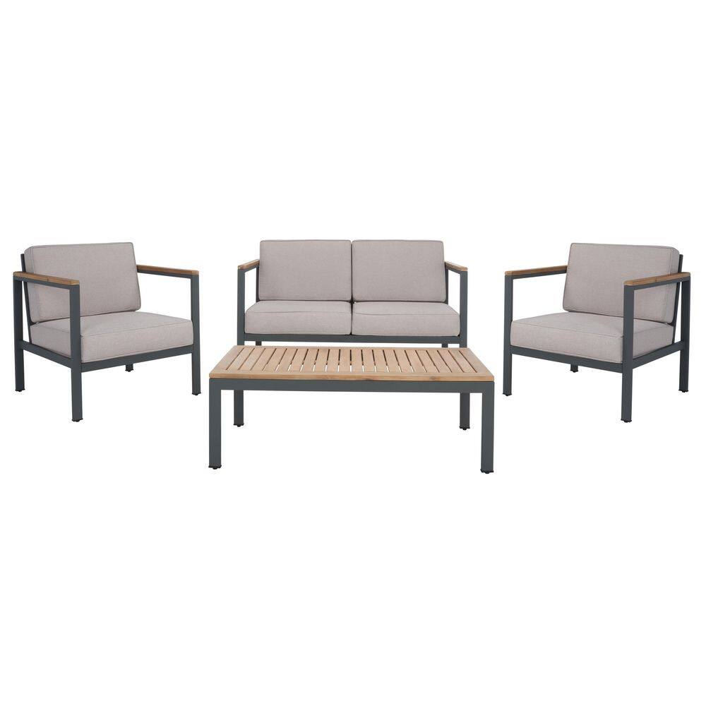 Chicopee Natural 4-Piece Wood Patio Conversation Set with Ligth Gray Cushions price history on PriceWatchPro