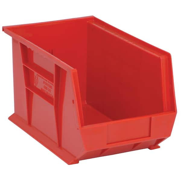 QUANTUM STORAGE SYSTEMS 7 Gal. Ultra-Series Stack and Hang Storage Bin, Red (12-Pack)