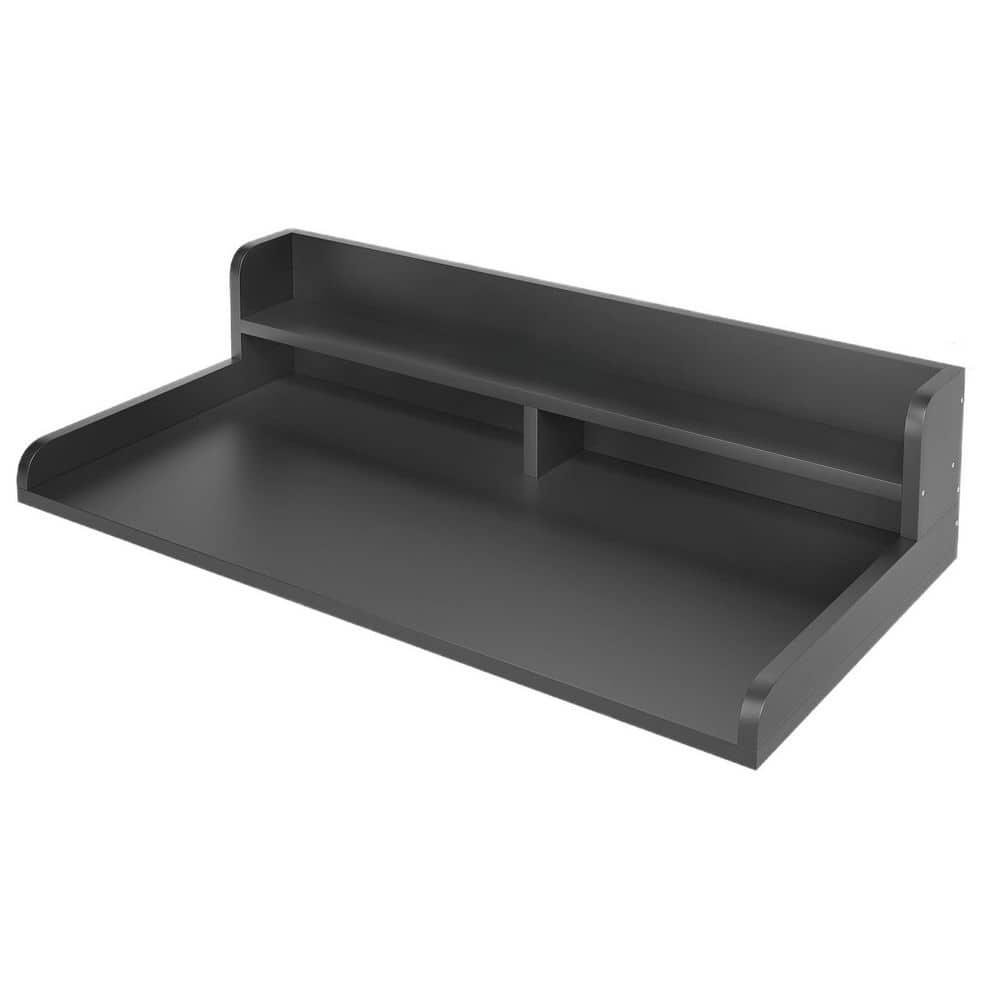 2-Tier Washer Dryer Solid Surface Countertop in Black with 2.75 in. H Edge Rails and Non-Slip Pad for Folding Clothes price history on PriceWatchPro
