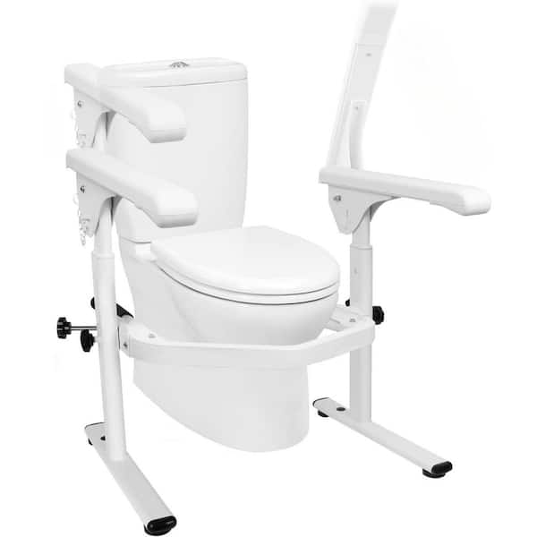 Sturdy 520 lbs. Toilet Seat Safety Rails-Foldable Handles & Arm Support for Senior, Extra Wide 24.5 in. Heavy-Duty Frame