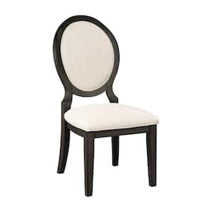 Cream and rown Polyester Oval Padded Back Dining Chair (Set of 2)