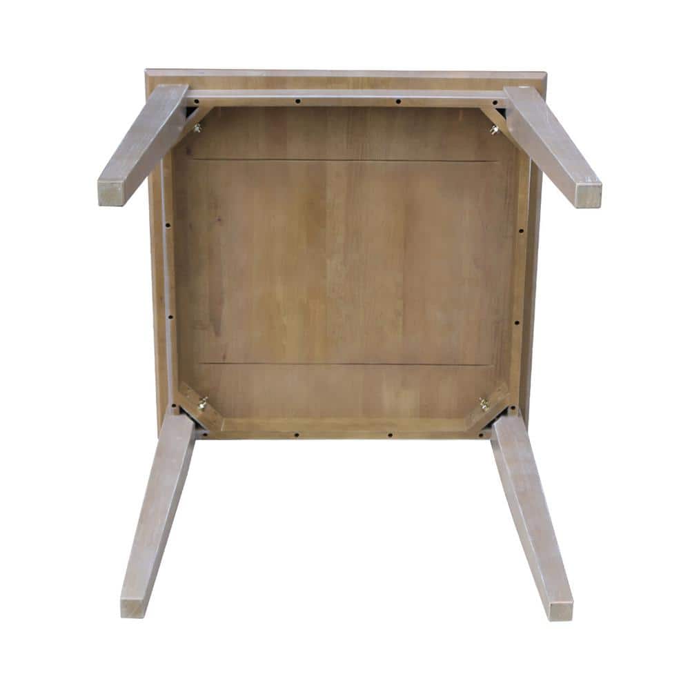 Transitional Solid Wood 30" Square Dining Table in Washed Gray
