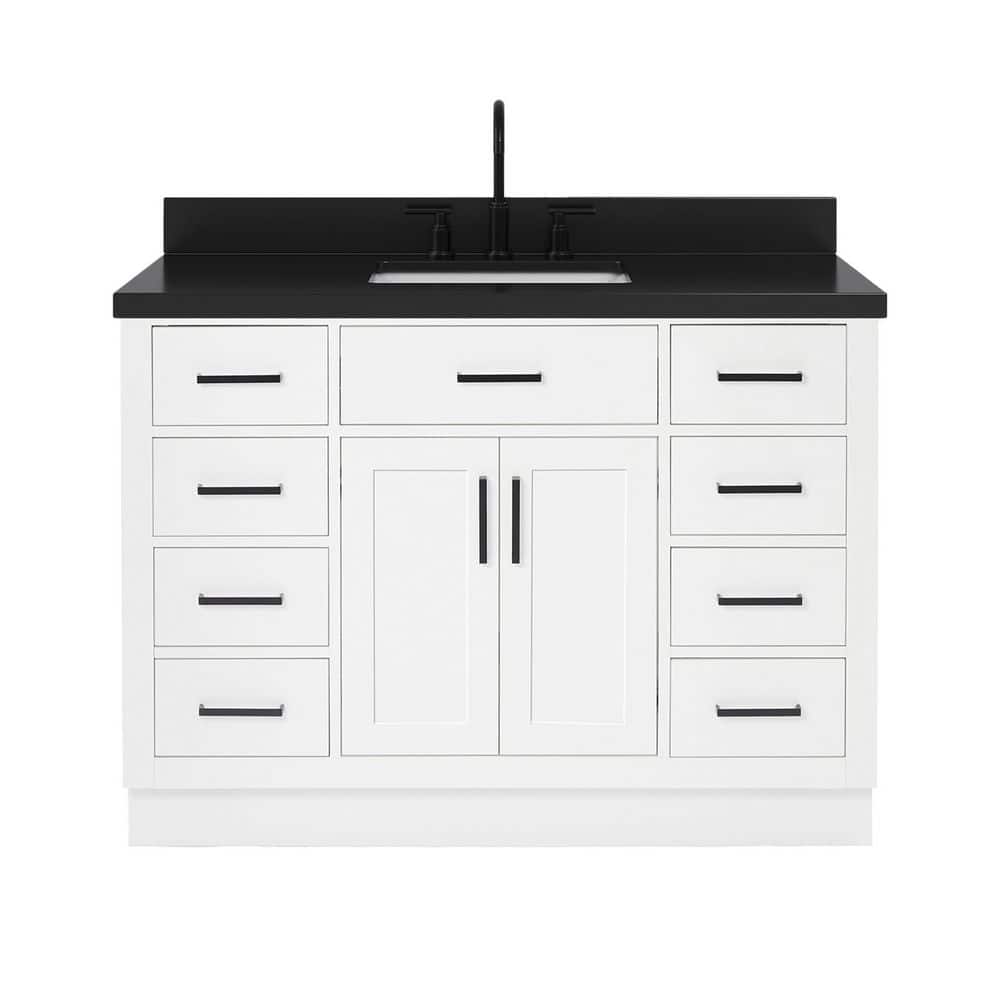 Hepburn 48 in. Single Sink Freestanding Bath Vanity in White with Carbon Black Quartz Top price history on PriceWatchPro