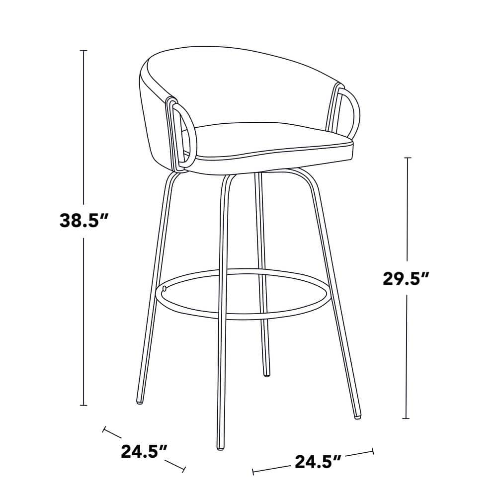 Black Faux Leather and Gold Metal Swivel Bar Stools, Set of 2