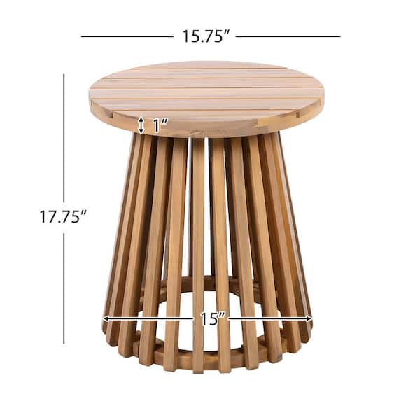 Edington Light Teak Acacia Wood Round Outdoor Side Table-Rustic