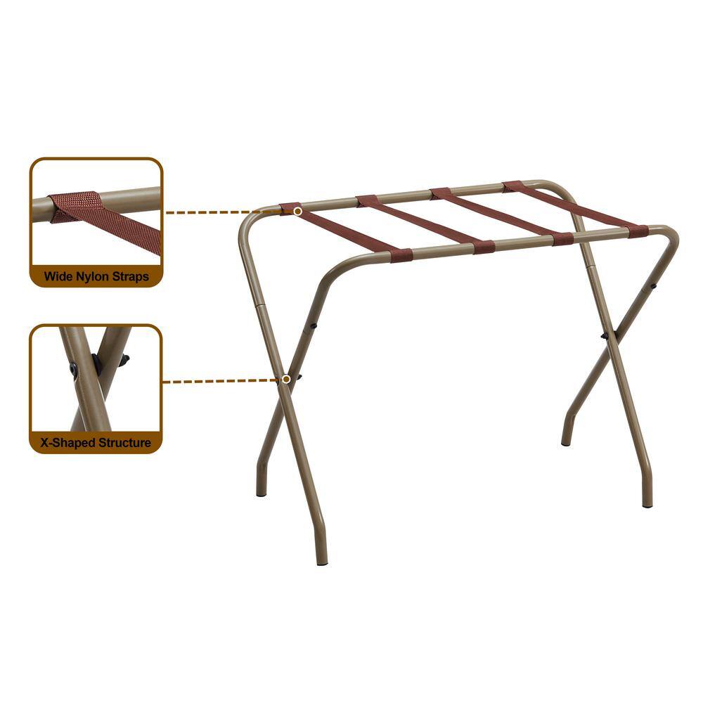 Gold and Brown Metal Folding Luggage Rack