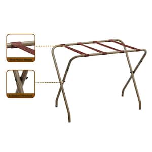 Signature Home Anderson Gold Gray Finish Folding Luggage Rack without Back