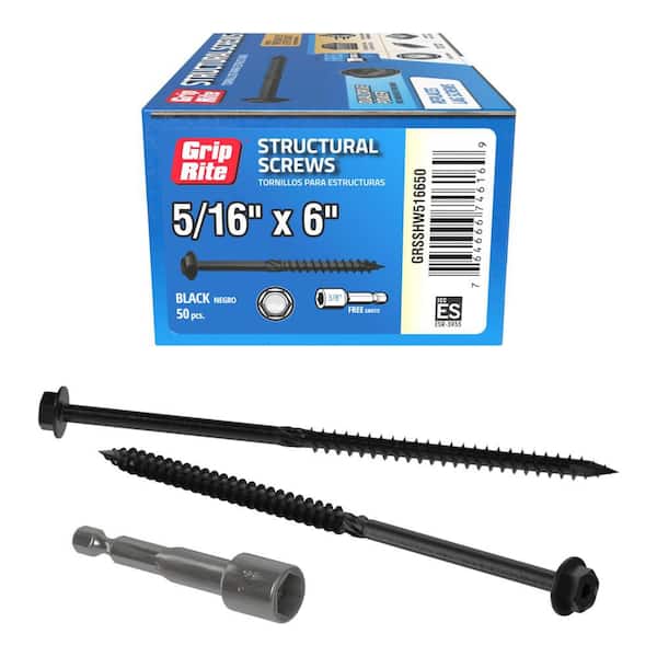 5/16 in. x 6 in. Dual Drive Washer Head Structural Screws 50 per Box