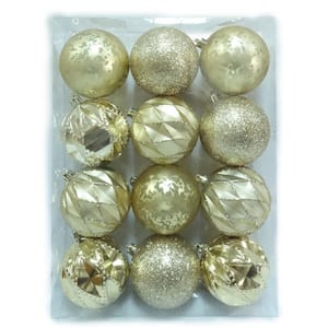 Holiday Traditions 80 mm Shatterproof Ornaments in Gold (12-Count)