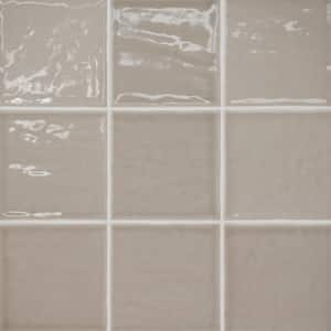 Marin Square Glossy Coastal Cliff (Taupe) 4 in. x 4 in. Ceramic Wall Tile (5.49 sq. ft./Case)