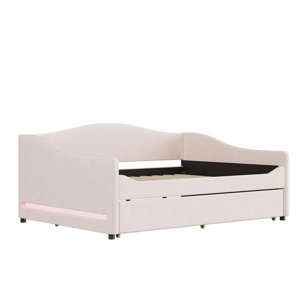 Beige Full Size Daybed with Light and Trundle - thumbnail 10