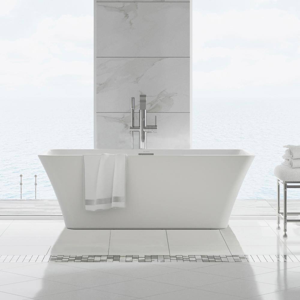 St. Tropez 60" White Acrylic Freestanding Bathtub