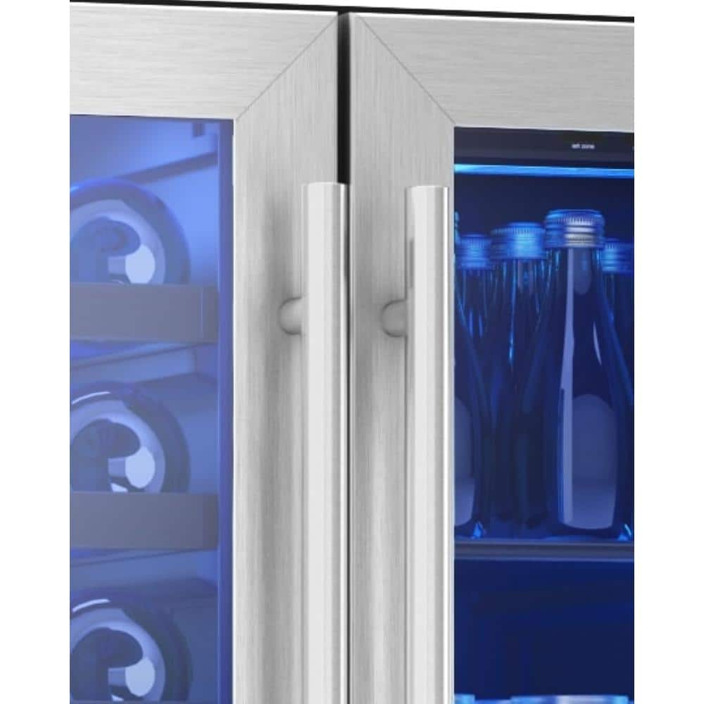 Stainless Steel Dual Zone French Door Wine and Beverage Cooler