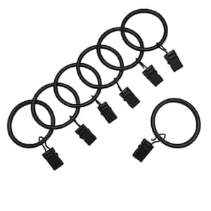 Matte Black Steel Curtain Rings with Clips (Set of 7)