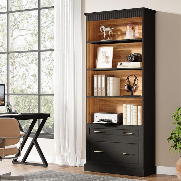 BYBLIGHT Atencio 2-Drawer Black Engineered Wood 31 in. W Vertical