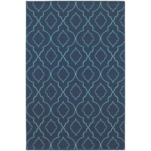 Home Decorators Collection Phantom Navy 8 ft. x 11 ft. Indoor/Outdoor Patio Area Rug